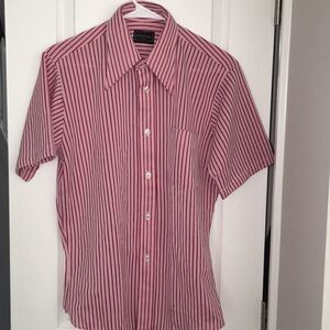 Vintage Pink & Red stripe SS big collar 1970’s disco retro wear casual shirt M